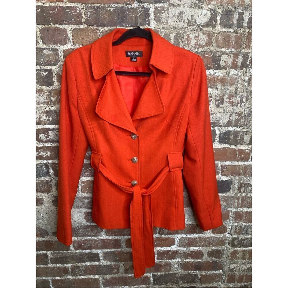 Isabella Suits Red Trench Blazer Jacket Size 8